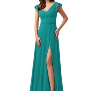 Azazie Claudine Jungle Green Dress A12